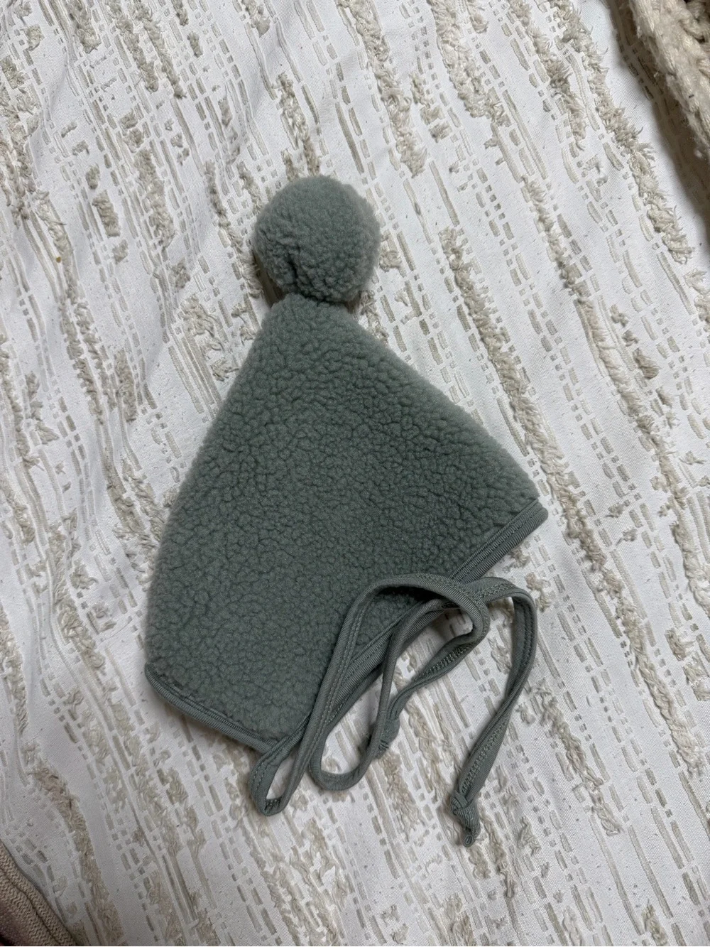 Cozy Pom-Pom Fleece Baby Hat - Sage Green